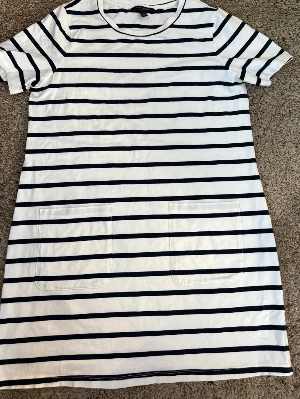 Striped Navy and White Short Sleeve Swim Cover-Up Dress! NWOT
